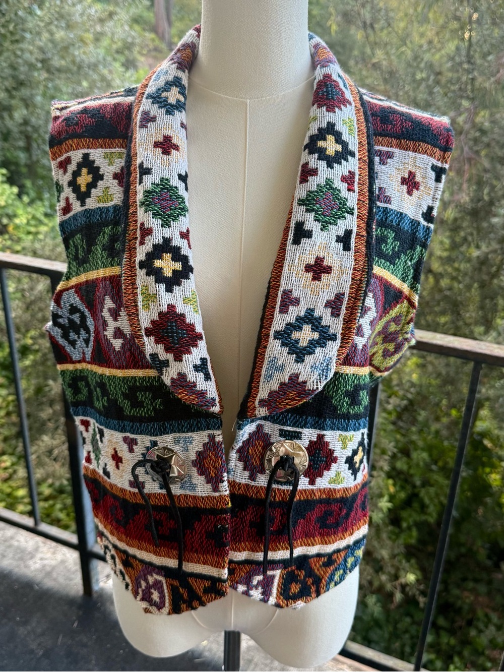90s Southwestern Woven Concho Vest